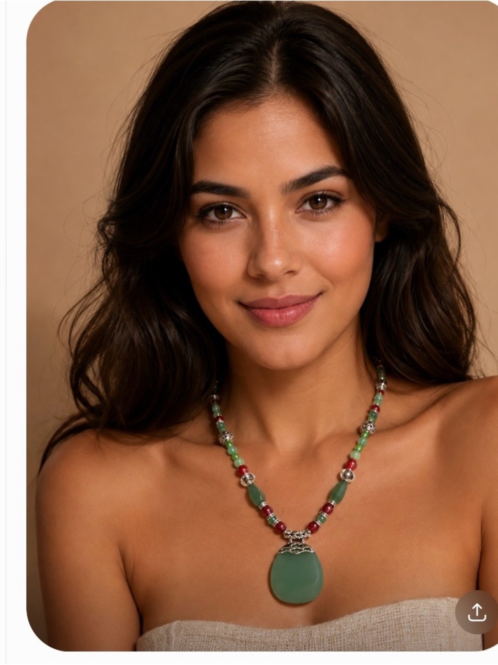 Artisan Designed and Crafted Green Beaded Adventurine Pendant Necklace